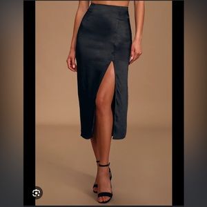 NWT Abercrombie black satin midi skirt